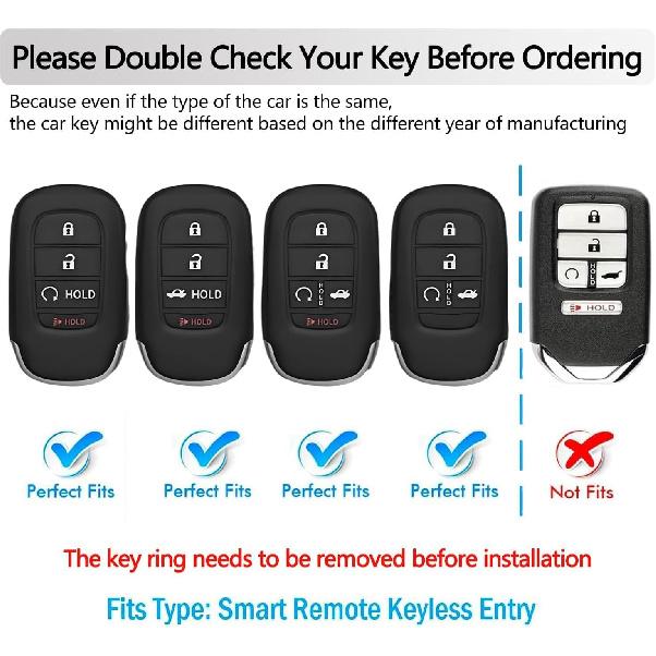 JOYEAR for Honda Key Fob Cover with Keychain Compatible with 2022-2025 Accord Civic HR-V CR-V Pilot Sport 2026 Passport SI EX EX-L Touring Car