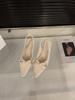 Thick heel nude bow bag head sandals fairy shoes with skirt pointed single shoes