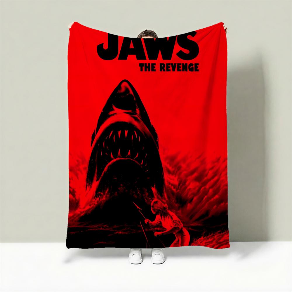 Movie J-Jaws Throw Lightweight 240g Flannel Blanket Soft Skin-friendly for Summer Cooling 75X95CM