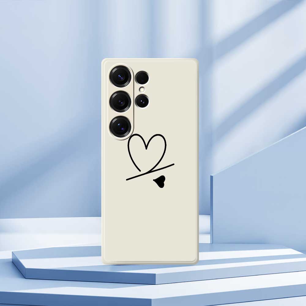 For Samsung Galaxy S25 Ultra Case Black Love Pattern Printing Straight Edge TPU Phone Back Cover