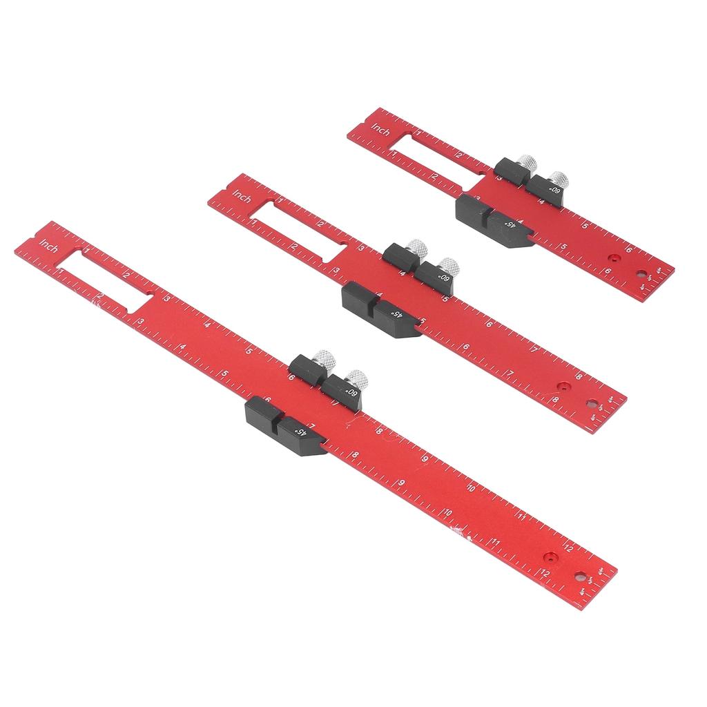 3Pcs Woodworking Ruler Set Accurate Metal Slide T Type Square Scribing Marking Measuring Tool