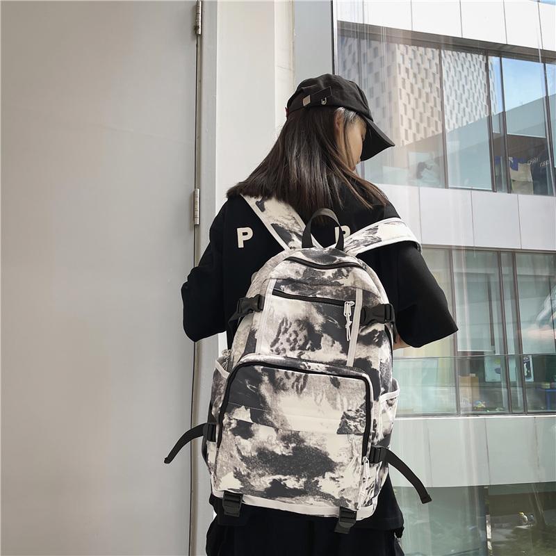 DELIXIONG Nylon Backpack Travel Backpack Regular Unisex Rendering White/Letter Black/Camouflage Black/Shoes White DLX-ON-720