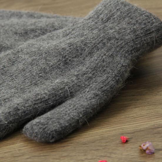 1 Pair Women Mittens Double-layers Cute Stretchy Soft Thickened Cold Resistant Solid Color Autumn Winter Girls Gloves for Riding