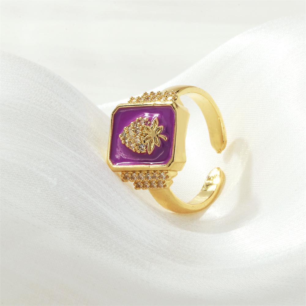 

Европейское и американское кольцо с цирконом «Молния» – Регулируемый милый дизайн «Клубника» Adjustable Open