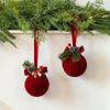 New Year's Decor Christmas Tree Ornaments Red Flocking Bow Wreath Bell Ball Christmas Decorations for Home Party Hanging Decor