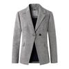 Women's Autumn Plaid Long-Sleeve Mid-Length Blazer LM9J008NFF073