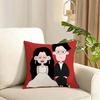 Cute cartoon couple Cushion Cover Reversible Plush Pillow Cover Soft Fluffy  Home Decor for Sofa Bedroom