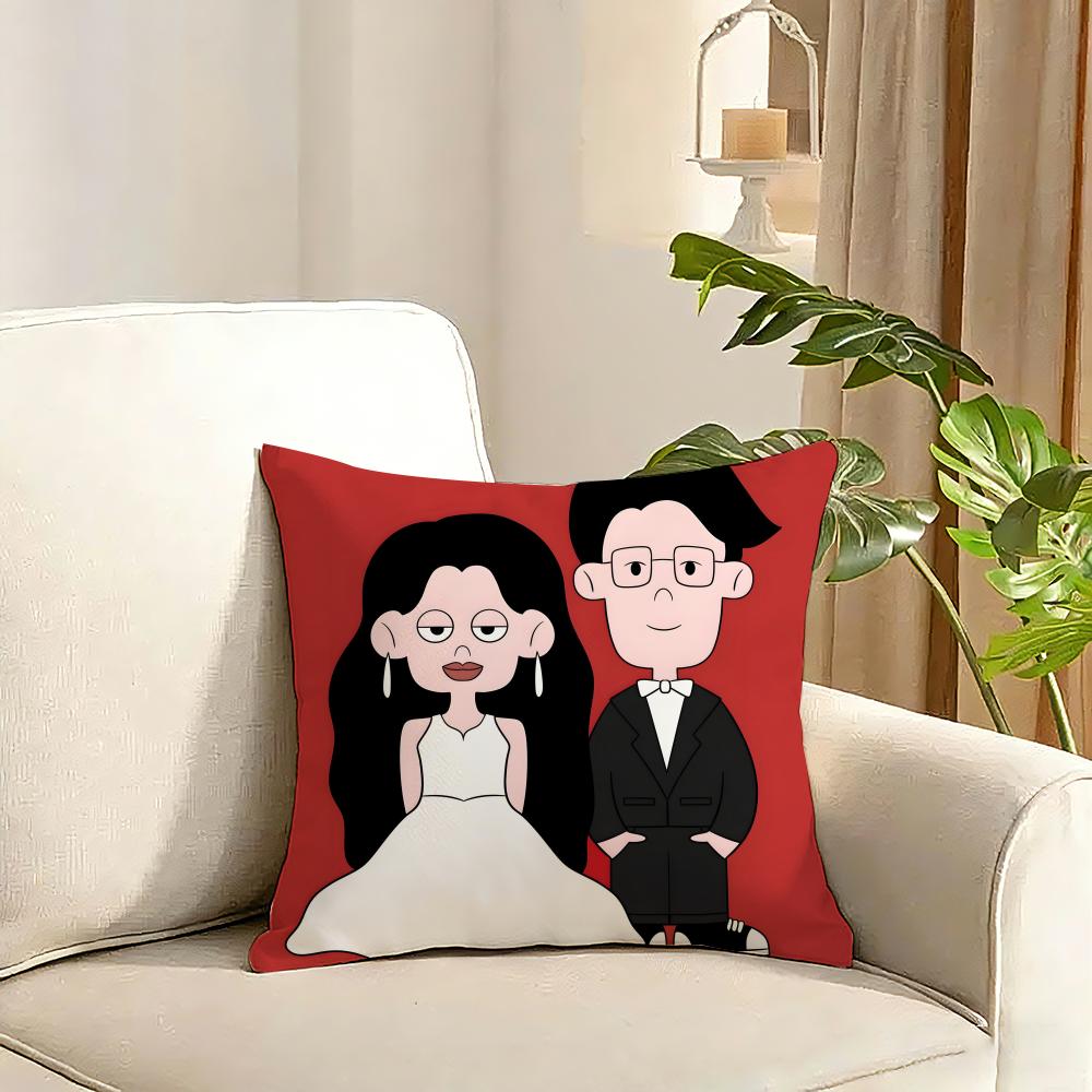 Cute cartoon couple Cushion Cover Reversible Plush Pillow Cover Soft Fluffy Home Decor for Sofa Bedroom