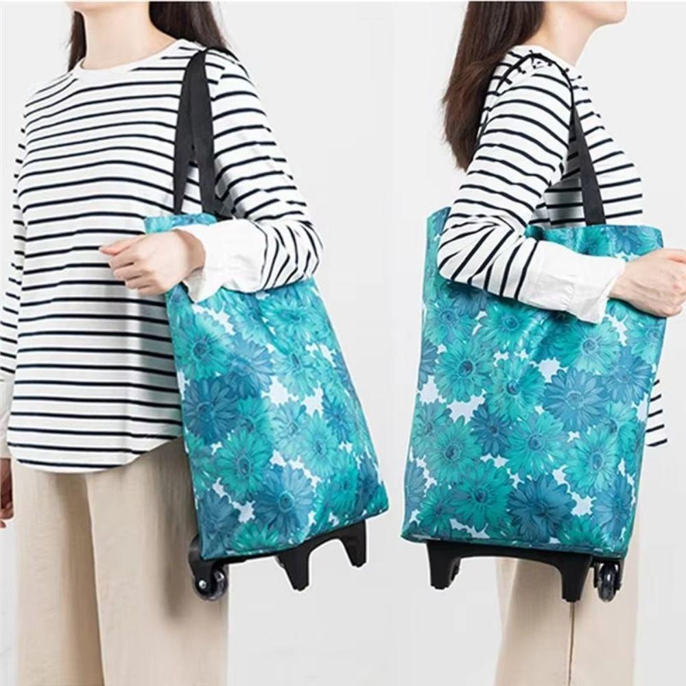 Large-capacity Foldable Shopping Bag with Wheels Handheld Shopping Trolley  Grocery