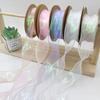40mm 10Yards Fishtail Organza Ribbon  Reflective Iridescent Wavy Edge Ribbon for Gift Wrapping DIY Bow Bouquet Voile Ribbons