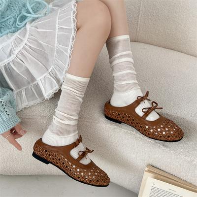Hollow and Breathable Popular White Retro Thick-bottomed Bag Head Slippers Women's Summer Wear 2025 New French Cool Slippers