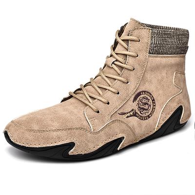 Zimowe Męskie Buty Casualowe typu High-top Ręcznie robione sztuczne Pluszowe Duży Rozmiar Gumowa Miękka Podeszwa Buty do Jazdy Samochodem Męskie Mokasyny