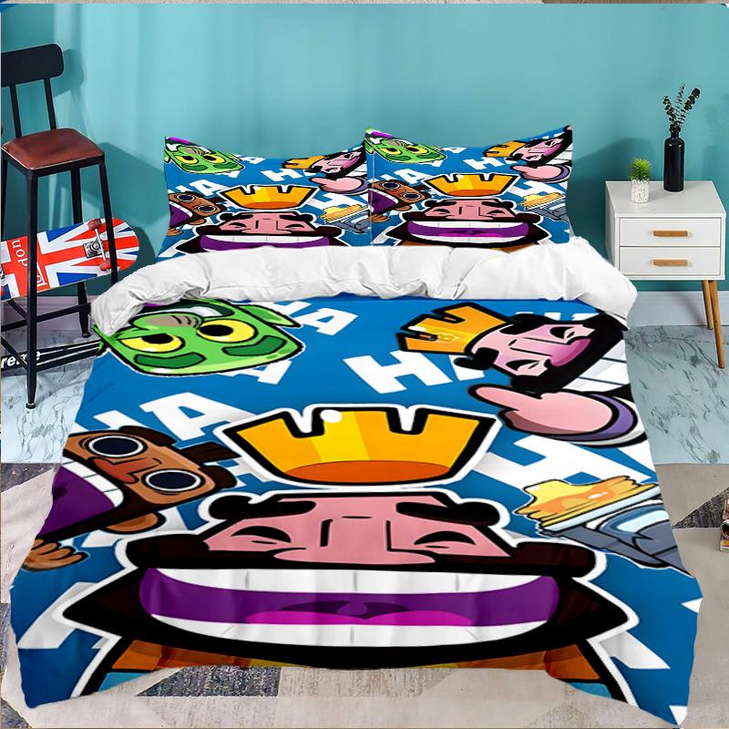 3PCS Clash Royale Heroes Collage Bedding set,Ideal For1pc Duvet Cover And 2pcs Pillowcases Perfect for Christmas gift,Ideal for Bedroom, Dormitory