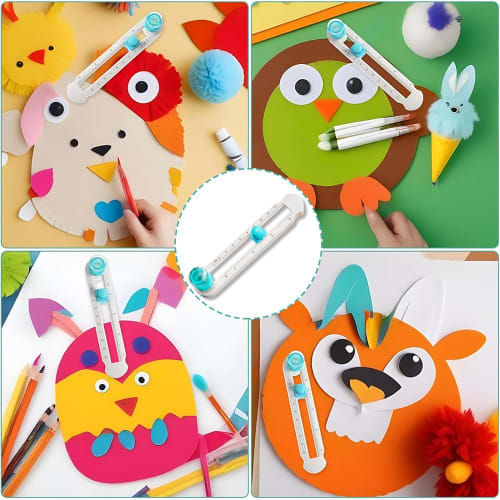 360 Circle Cutter (Fits diameters from 2cm to 20cm) Adjustable Size, Portable, Student Supplies, Craft Supplies (Blue)