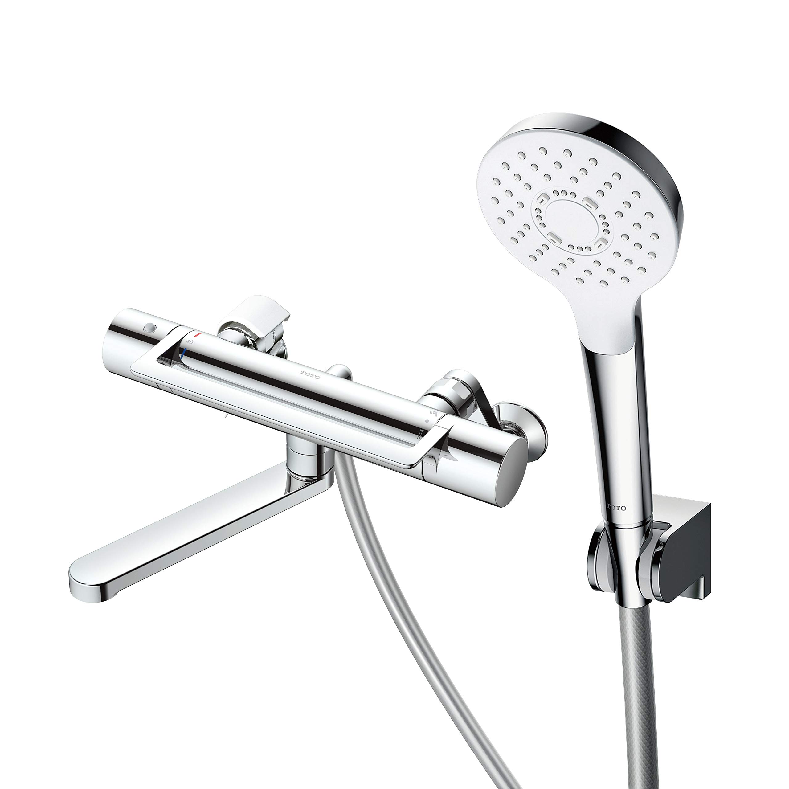 

TOTO Bathroom Wall Mounted Thermostatic Mixer Faucet Arch Handle Type Comfort Wave Shower For General Areas TBY01406J (Plating)