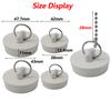 Rubber Drain Stopper Set 4 Pieces 38/45mm for Bath and Kitchen Sinks Basin Leak Proof Sealing with Chain Attachment