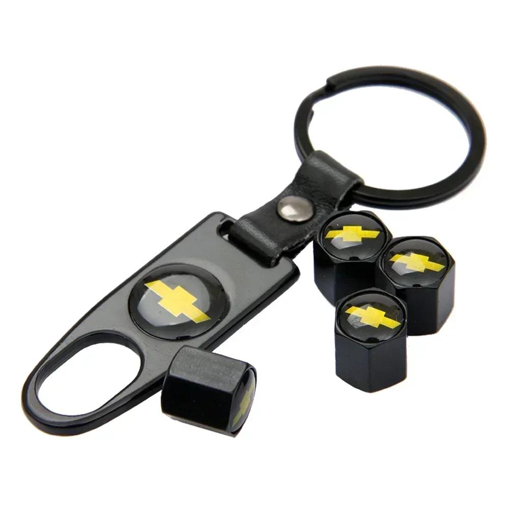 Car Wheel Tire Valve Cap with KeyChain for Chevrolet Cruze Silverado Captive Traverse Spark Equinox Camaro Malibu Sail Orlando