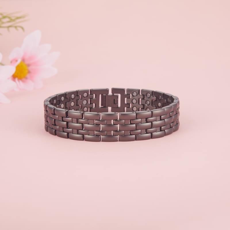Biomagnetic Jewelry Three Row Large Magnets Magnetic Black Gun Plated Pure Red Copper Channel Set Charm Trendy Bracelets for