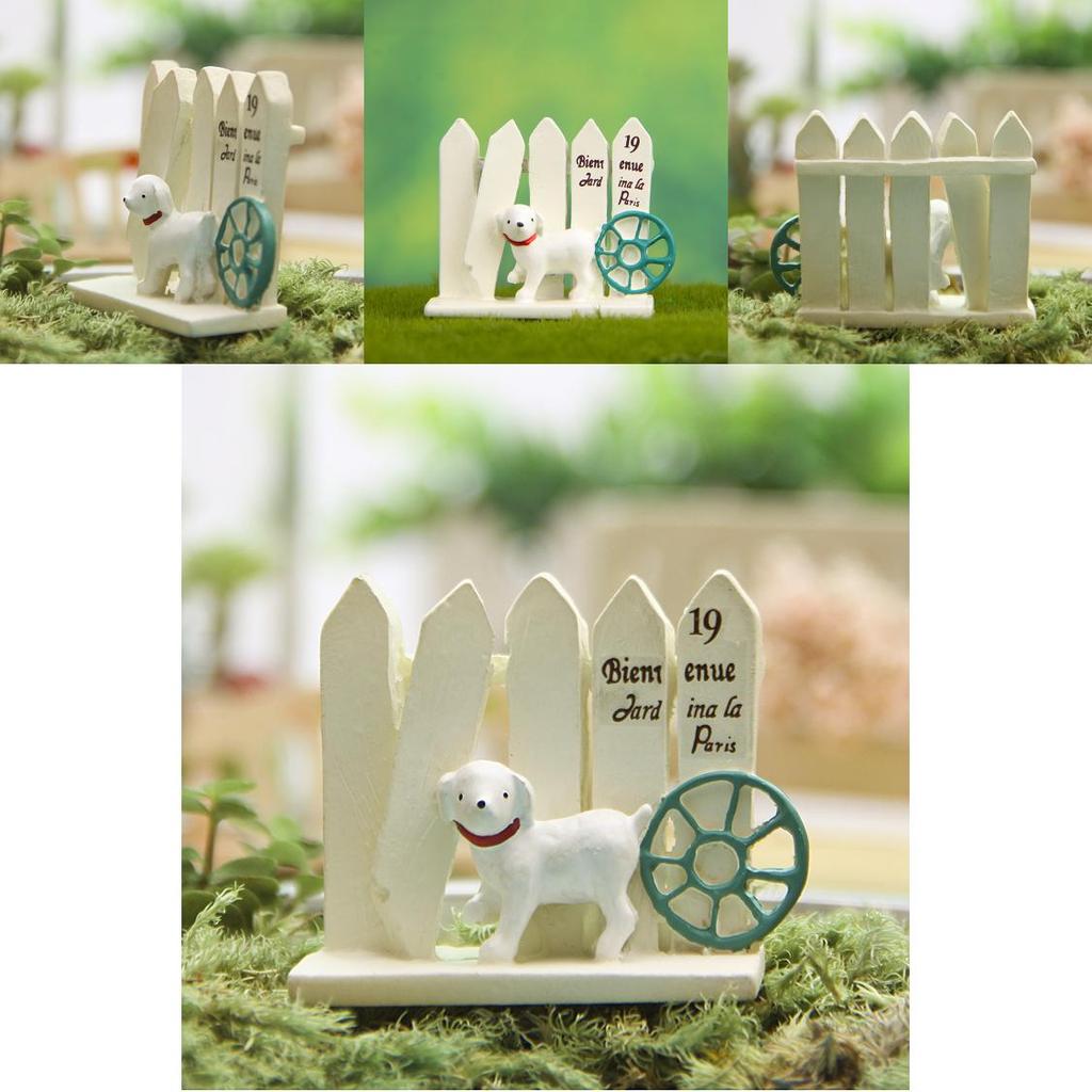 Japanese Garden Dog Fence Resin Ornament For Plant Arrangement And Gift Use