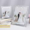 8 or 10 Inch Clear Glass Crystal Photo Frame Gold Tone Edge for Silver Certificate Rectangle Luxury Display Premium Award Frame