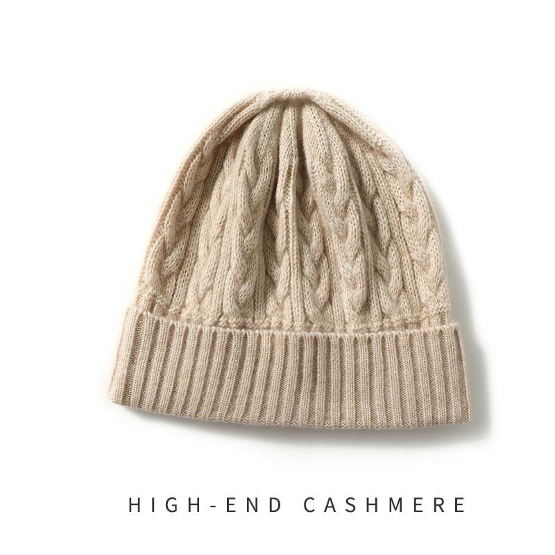 Cashmere Autumn and Winter New Style Women's High End Knitted Outdoor Warm Jacquard Ear Protection Hat Knitted Casual Baotou Hat