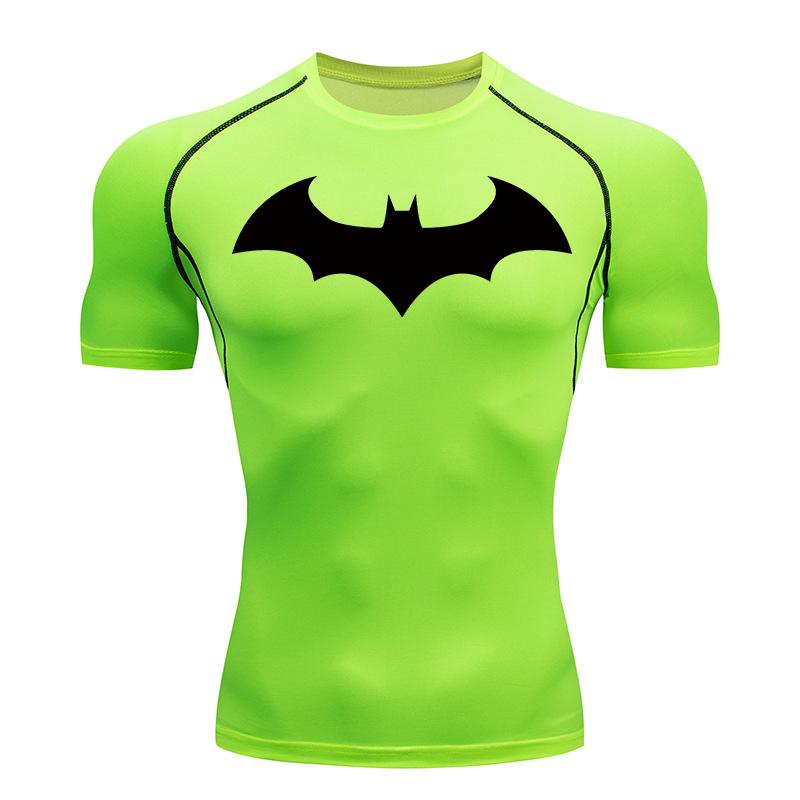 Camisetas de Compressão com Estampa de Morcego para Homens Manga Curta Rash Guard Academia Treino Corrida Camiseta de Verão Atlético Secagem Rápida Camisetas