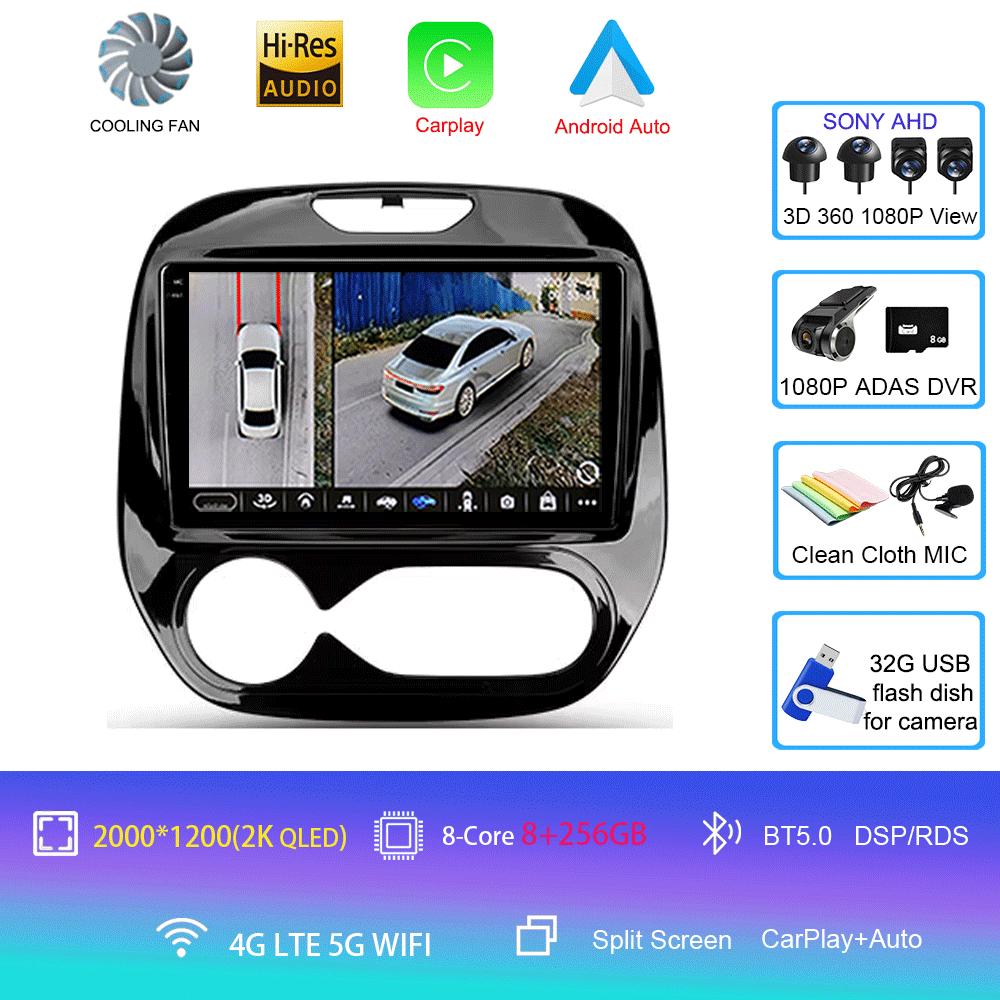 Car Radio Android 14 Carplay For Renault Kaptur Captur 2016 - 2019 Navigation GPS Multimedia Player WiFi+4G Stereo Video Auto BT
