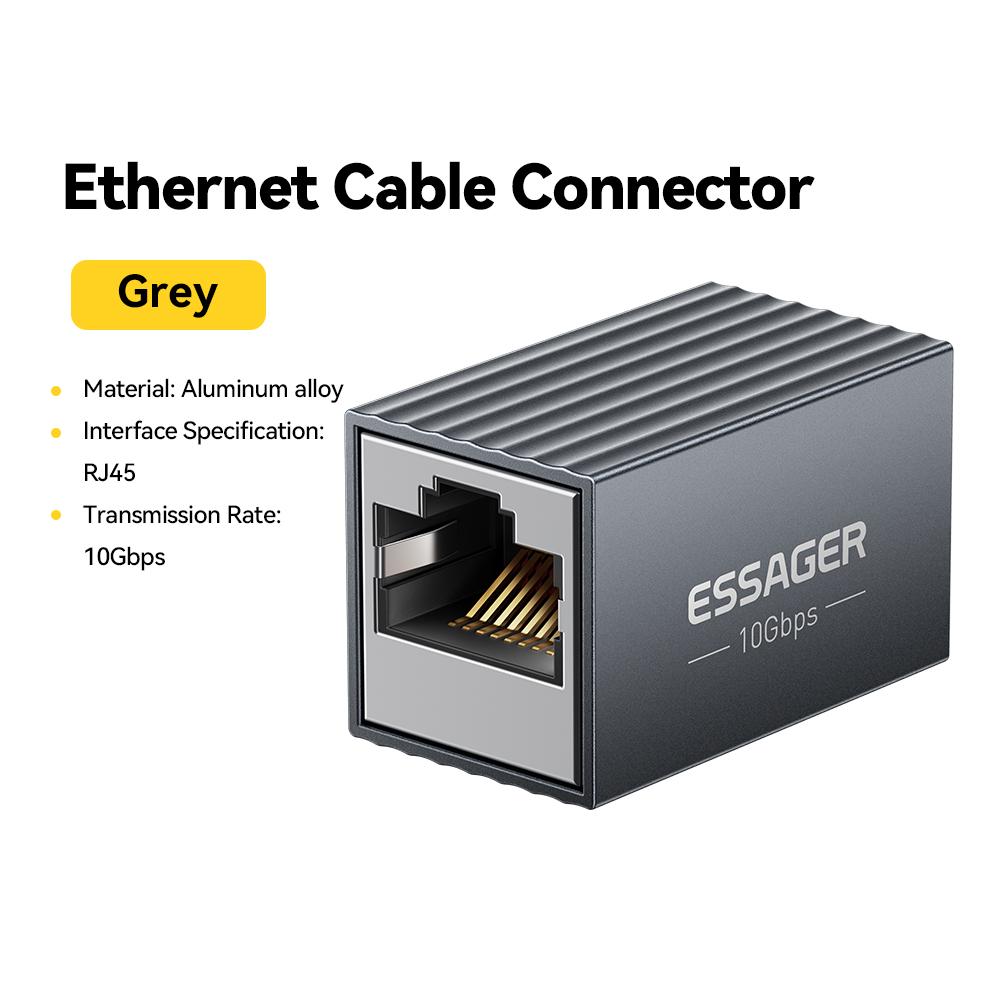 Essager 10Gbps RJ45 Connector Female to Female Gigabit Network Extender Extension for Cat8 Cat7 Cat6 Ethernet Cable Adapter