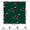Adorable Farm Animal Shower Curtain Set Black Sheep Pattern Green Background With White Patches For Bathroom Decor