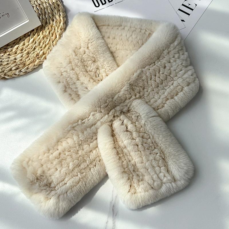 Otter Rabbit Scarf Women's Temperament Versatile Cute Neck Pad Thickened Warm Scarf Reversible Real Wool Woven Fur Collar