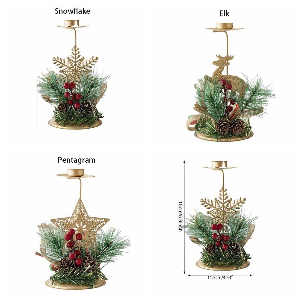 Pentagram Christmas Iron Candlestick Snowflake Snowflake Candle Ornaments  Christmas Dining
