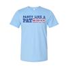 Unisex Short Sleeve Graphic Tee Featuring Party Like A Patriot With Stars And St
