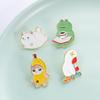Cute Banana Cat Enamel Pins Chubby Kitten Lazy Duck Reading Book Frog With Coffee Funny Animal Brooches Lapel Badge Jewelry Gift