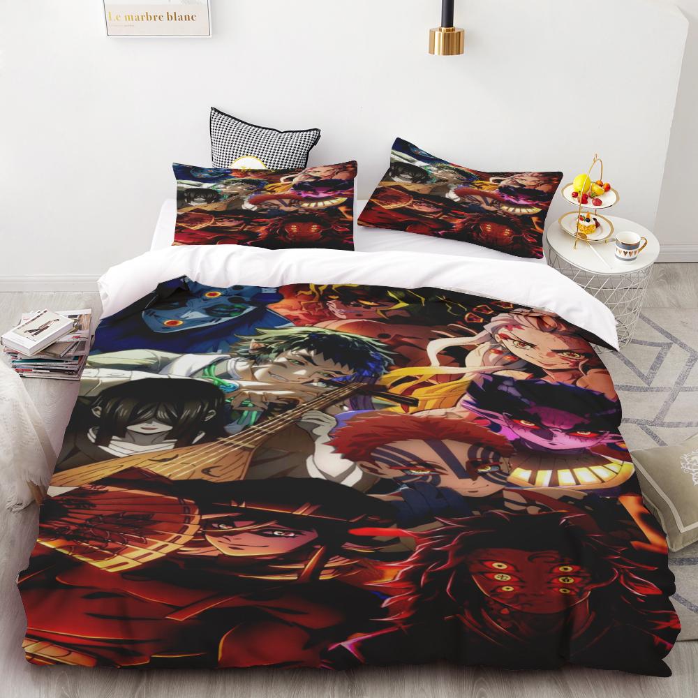 Duvet Cover Kamado Nezuko Demon Slayer Bedding Set Set Bedspread Pillowcase King Queen Full Single Size Bed Linen Kids Teen Gift