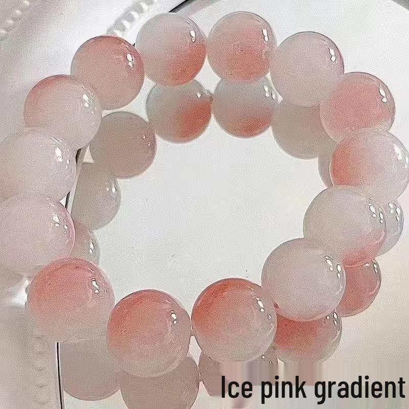 Xiaohongshu Style Soft Gradient Pink Bracelet for Students: Ice Transparent Finger Wrap Around Beads - Perfect for Gifting Besties.