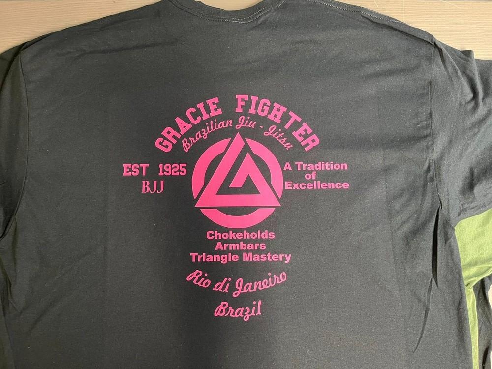 2 Sided Brazilian Jiu-Jitsu Gracie T Shirt UFC MMA Pride Fighting Fight PINK