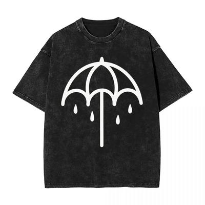 Regenschirm Bring Me The Horizons Metal Washed T-Shirts Streetwear Vintage T-Shirt T-Shirt Männer Frauen Kurzarm Street