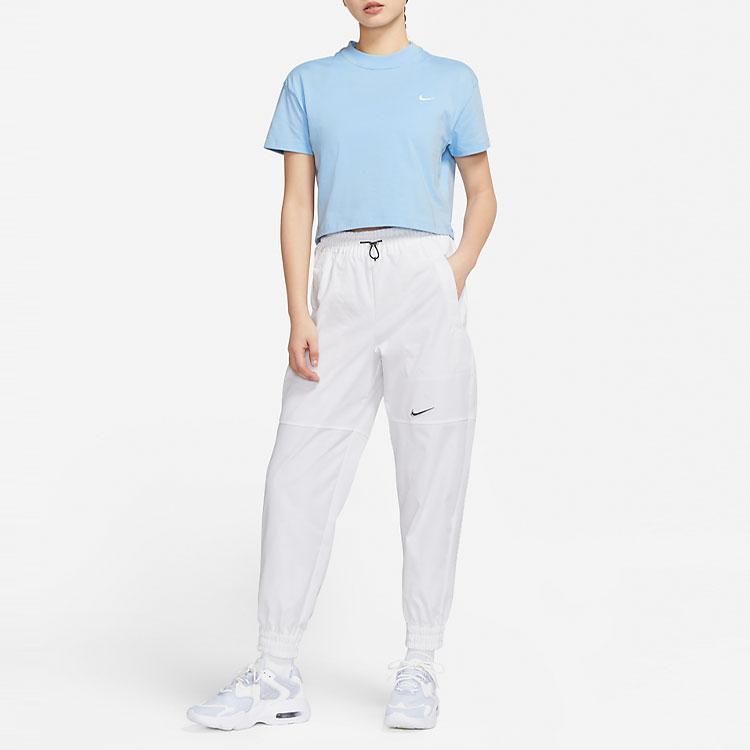 Nike Casual Solid Color Logo Short Sleeve Round Neck T-Shirt Women Tops Mind-Blue DA0324-436