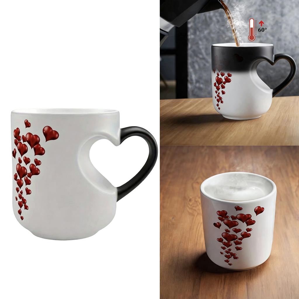 Coffee Cup with Heart Handle Drinking Mug For Hot Beverages Gift for Birthday Anniversary Valentines Day