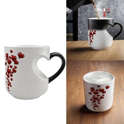 Synthetic Resin Heart Shaped Handle Temperature Sensitive Coffee Cup Drinkware Valentines Day Present