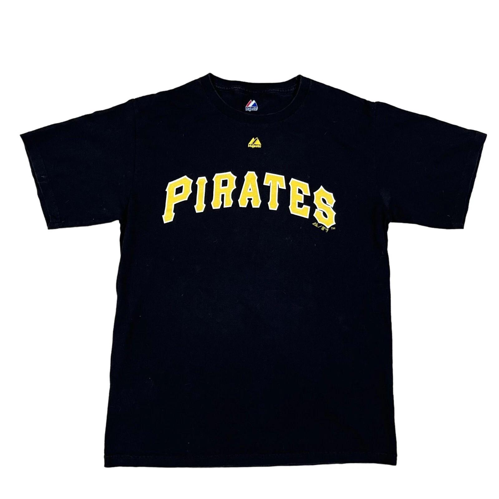 Majestic Pittsburgh Pirates Black & Yellow T-Shirt Size Medium S
