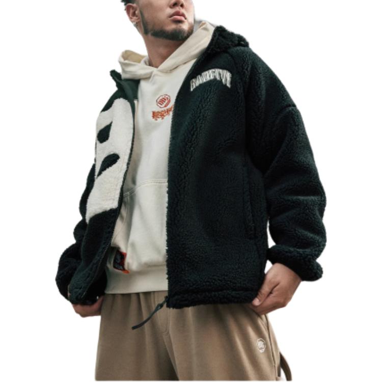 Chaqueta Polar con Capucha y Estampado de Letras Badfive Li Ning para Hombre Chaqueta Negra AFDT665-4