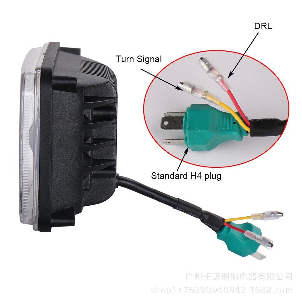 5-Inch 4x6 Square LED Headlight with Turn Signal for Trucks and Cars