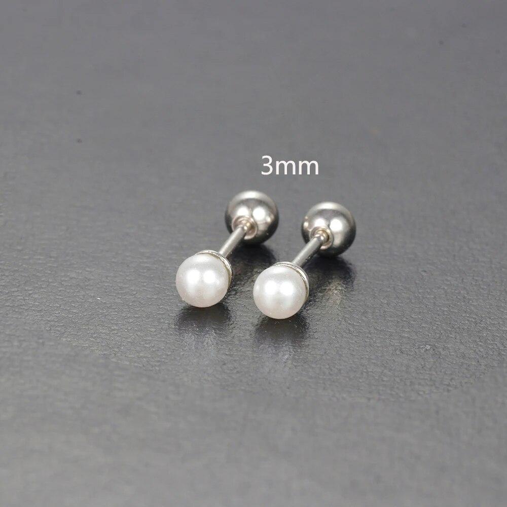 

Модные простые милые жемчужные спиральные бусины, маленькие серьги-гвоздики для женщин, корейские 3/4/5/6/7 мм, вечерние украшения для пирсинга