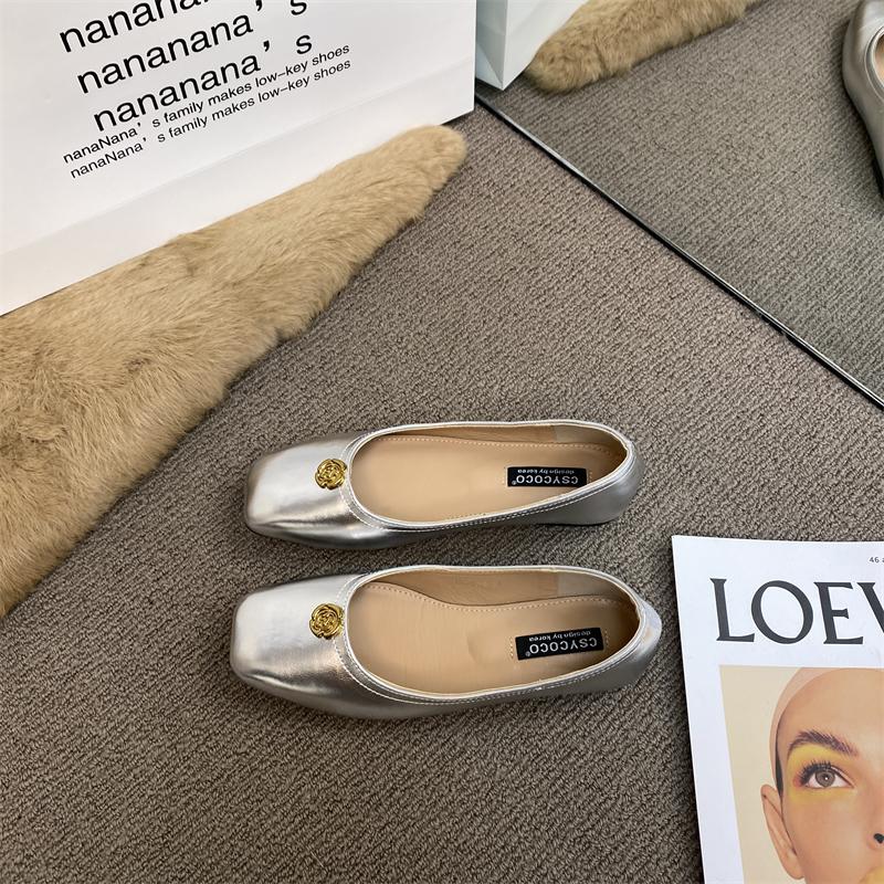 Fashion Flat Shoes for Women 2025 Spring and Autumn Square Toe Plus Size Women's Shoes  Loafers Women Ladies Zapatos De Mujer