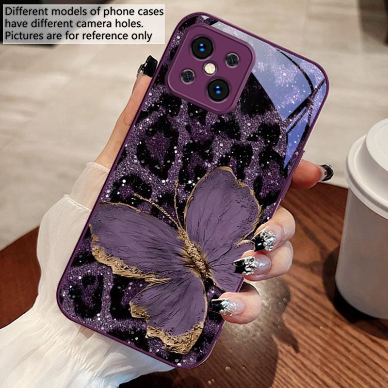 Fluture Violet Leopard Pentru Oppo Find X5 X8 Pro X3 Lite A72 58 73 54S F11 79 Reno 6 4Z 5G Nord N200 Carcasă Telefon din Sticlă Călită