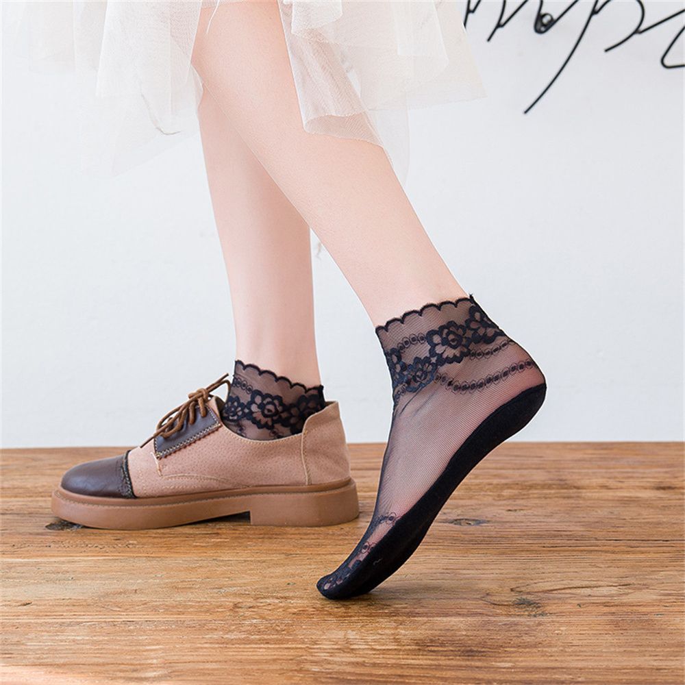 Women Anti skid Liner Summer Lace Socks Cotton Hosiery Boat Socks Low Cut