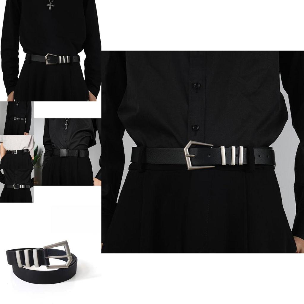 Vintage Black Belt With Stylish Metal Buckle For Trendy Minimalist Fashion
