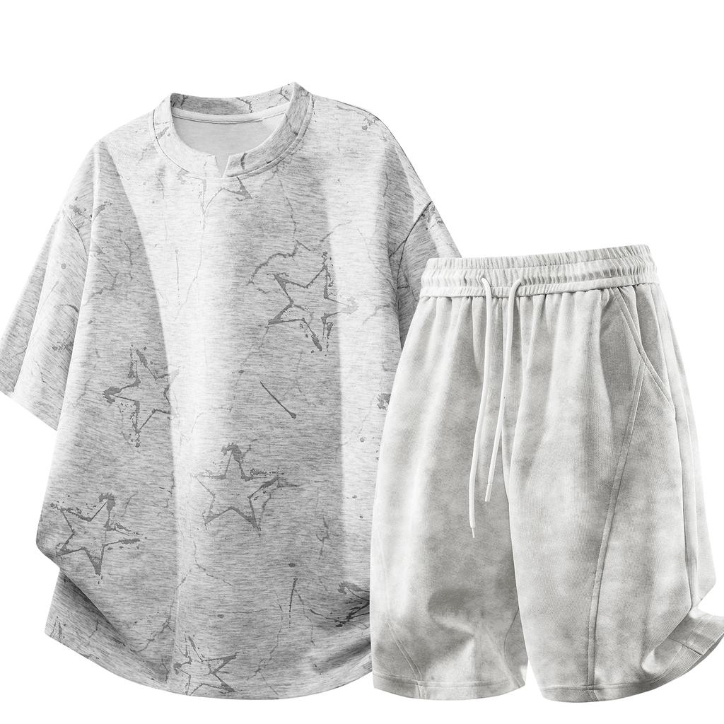 Men's Casual Suit, Fashionable Short-sleeved Shorts Two-piece Set