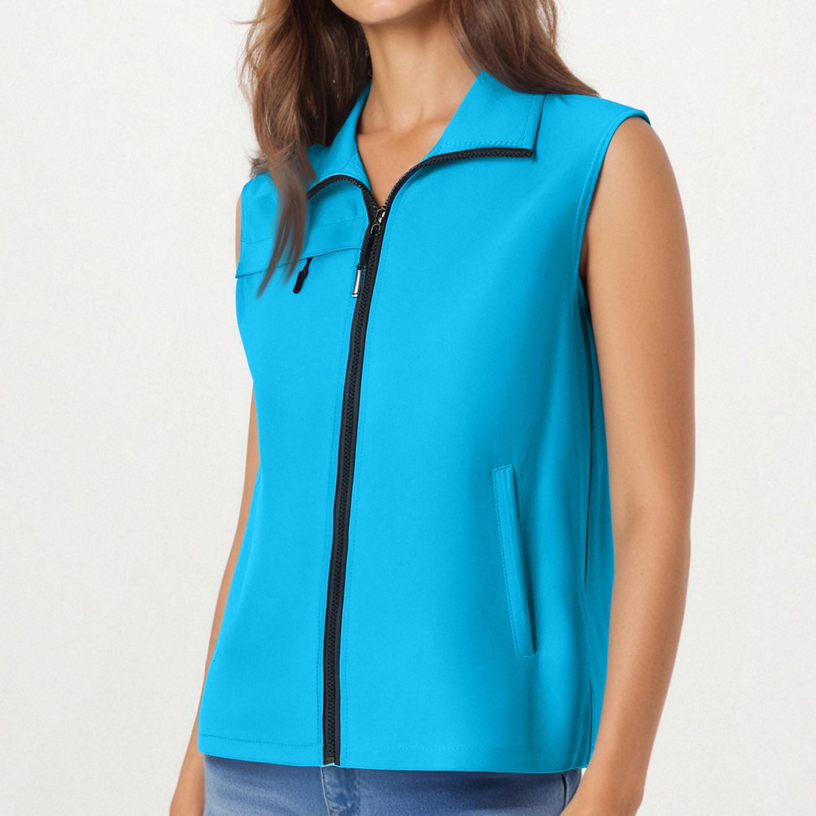 

Женский повседневный спортивный жилет без рукавов, однотонный, на молнии, с воротником-стойкой XL